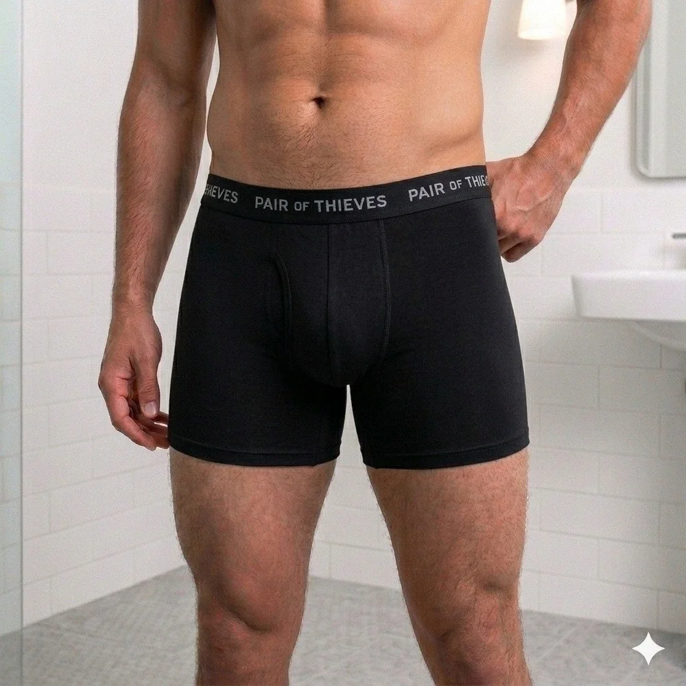 Pair of Thieves SuperFIT Boxer Briefs M (31-33) Black Black/White (2) Pack *NEW*